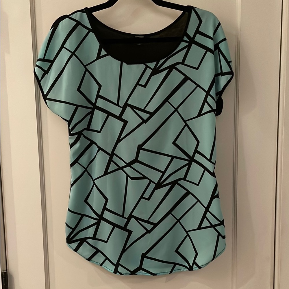 Geometric Patterned Mint Green Women's Top